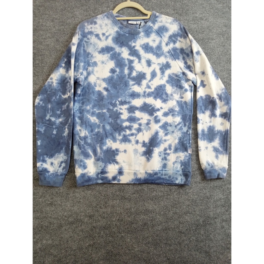 Onia Tie Dye Raglan Fleece Sweatshirt Deep Navy Blue White Small S NWT